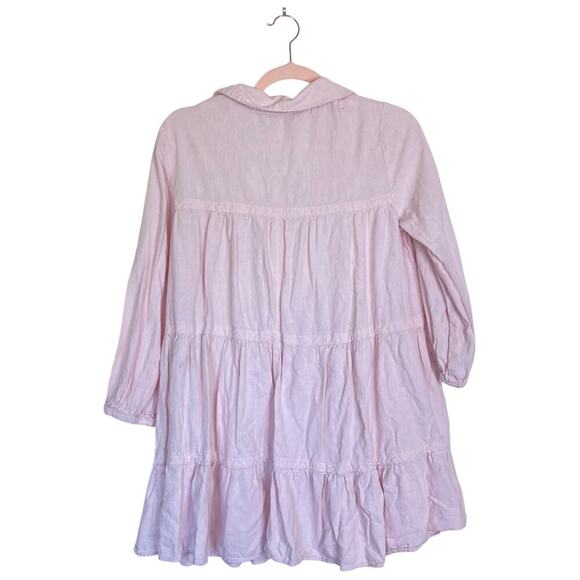 ZARA Short Tiered Shirt Dress Light Pink Long Sleeve Size Small Summer Collared - Picture 2 of 6